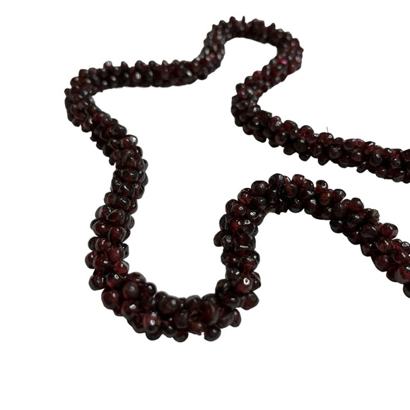 Natural Red Garnet Nugget Pebble Rope Necklace - Picture 4 of 6